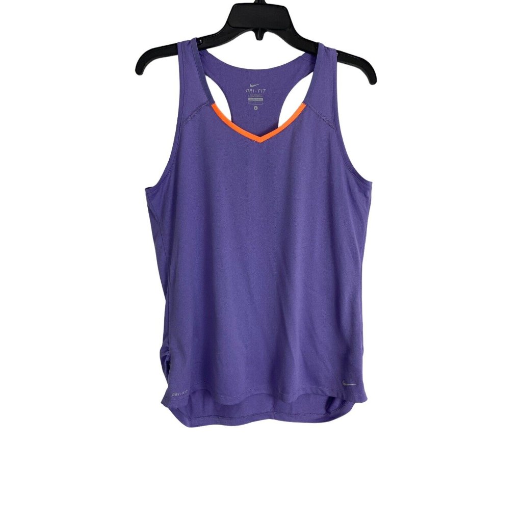 Nike Womens Athletic Shirt Adult Size Large Tank Purple Racer Back V Neck